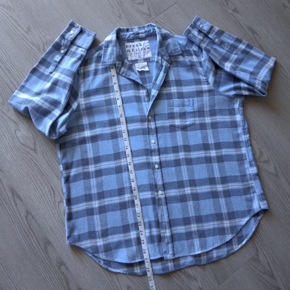 Frank & Eileen Eileen Relaxed Button Up Shirt Blue Plaid Italian Flannel - Picture 14 of 15